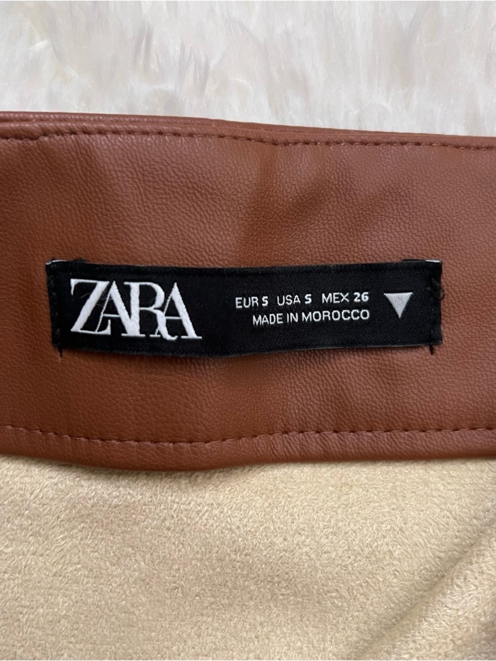 Zara Brown Faux Leather High Waisted Mini Skirt - Picture 3 of 5